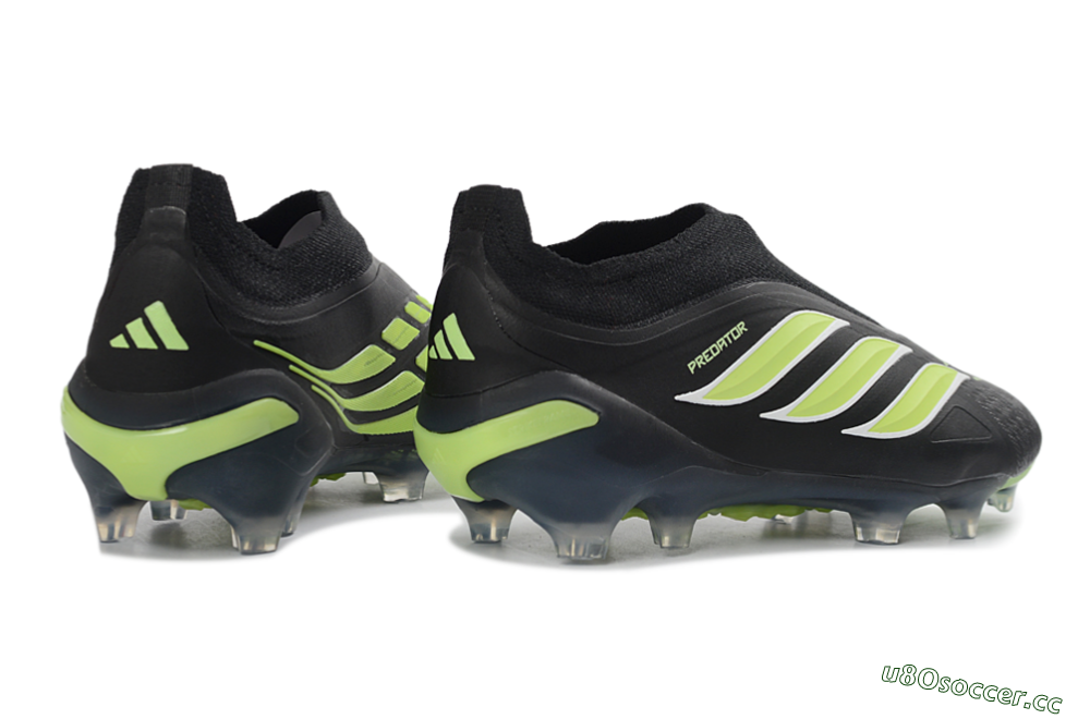 Men's Adidas Predator 26 Elite Laceless FG Firm Ground Low-Tops Football Boots - Black/Lime Green/White 6