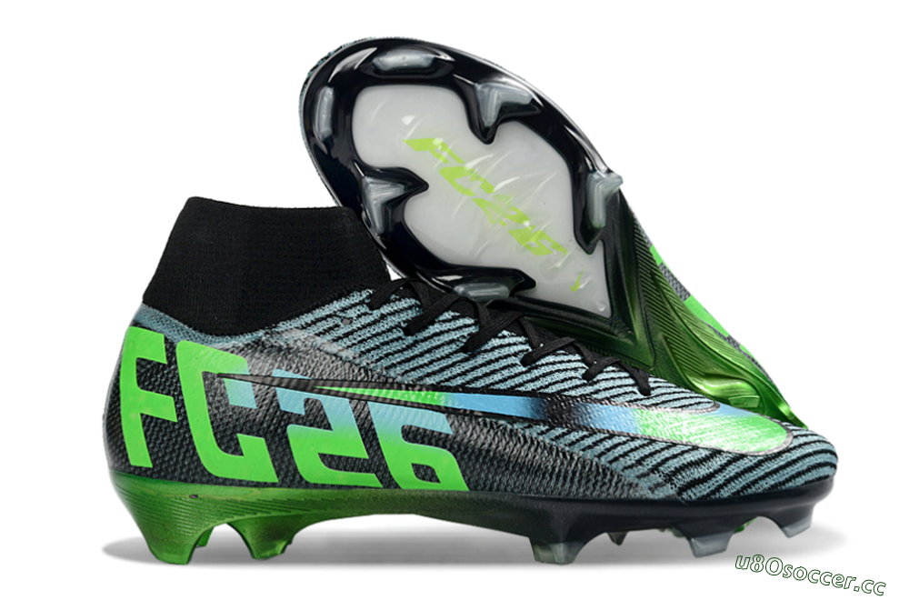 Men's EAFC x Nike Air Zoom Mercurial Superfly 10 Elite FG Firm Ground High-Tops Football Boots - Black/Neon Green/Blue Shade 2