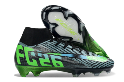 Men's EAFC x Nike Air Zoom Mercurial Superfly 10 Elite FG Firm Ground High-Tops Football Boots - Black/Neon Green/Blue Shade