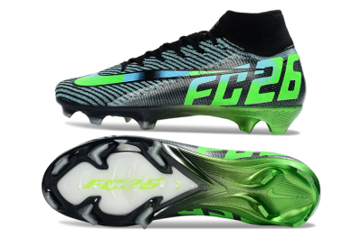 Men's EAFC x Nike Air Zoom Mercurial Superfly 10 Elite FG Firm Ground High-Tops Football Boots - Black/Neon Green/Blue Shade