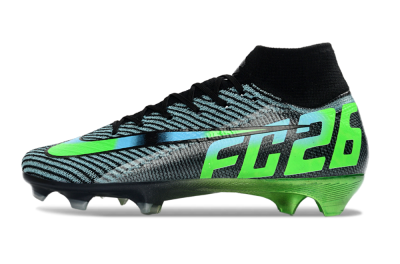 Men's EAFC x Nike Air Zoom Mercurial Superfly 10 Elite FG Firm Ground High-Tops Football Boots - Black/Neon Green/Blue Shade