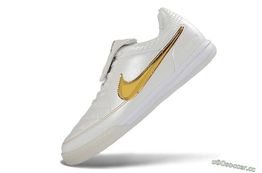 Men's Nike Tiempo Legend SE IC Indoor & Futsal Low-Tops Football Shoes - White/Metallic Gold/Classic White 5