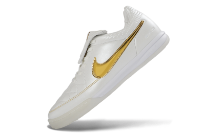 Men's Nike Tiempo Legend SE IC Indoor & Futsal Low-Tops Football Shoes - White/Metallic Gold/Classic White