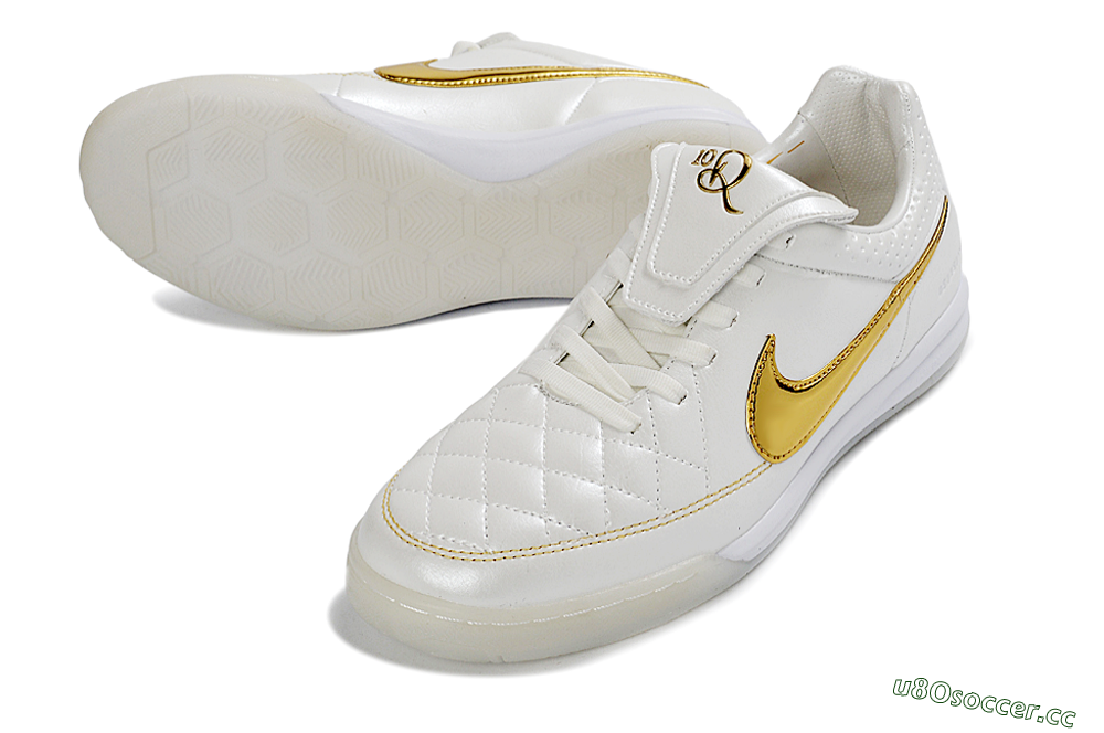 Men's Nike Tiempo Legend SE IC Indoor & Futsal Low-Tops Football Shoes - White/Metallic Gold/Classic White 3