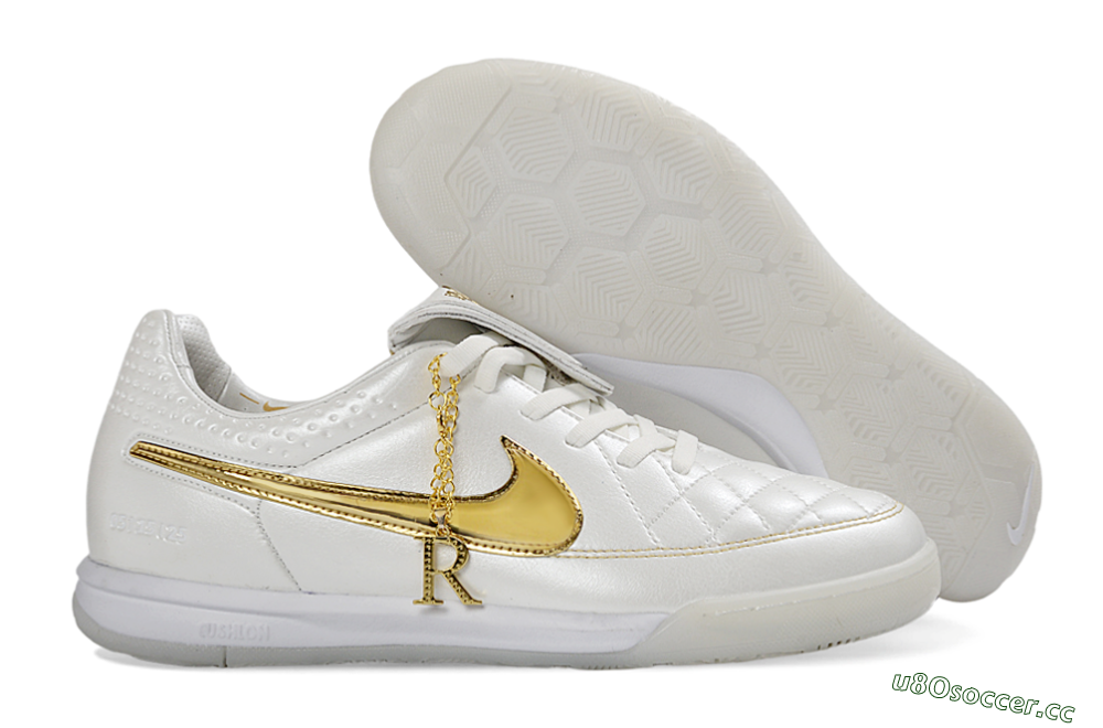 Men's Nike Tiempo Legend SE IC Indoor & Futsal Low-Tops Football Shoes - White/Metallic Gold/Classic White 2