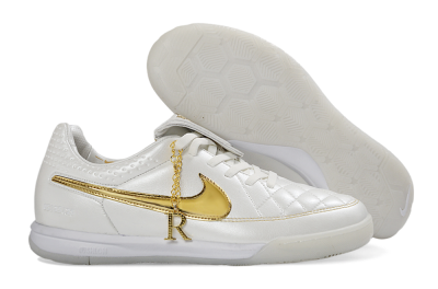 Men's Nike Tiempo Legend SE IC Indoor & Futsal Low-Tops Football Shoes - White/Metallic Gold/Classic White