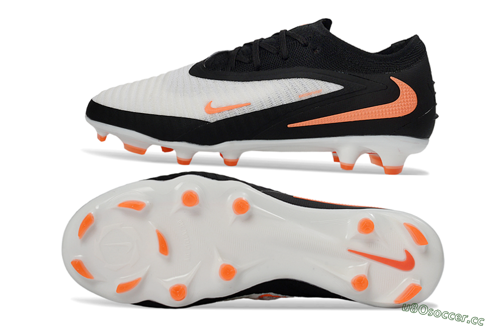 Unisex Nike Phantom 6 Elite Low FG Firm Ground Low-Tops Football Boots - Black/Bright Orange/White 1