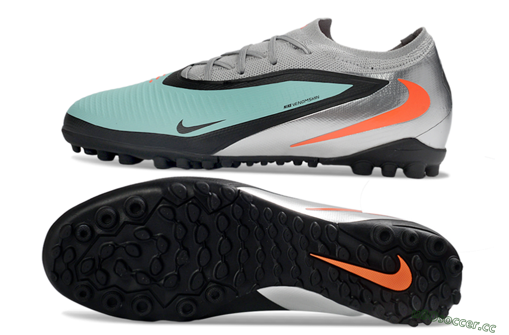 Unisex Nike Phantom 6 Elite Low TF Artificial Turf Low-Tops Football Shoes - Aqua/Coral Orange/Metallic Silver 1