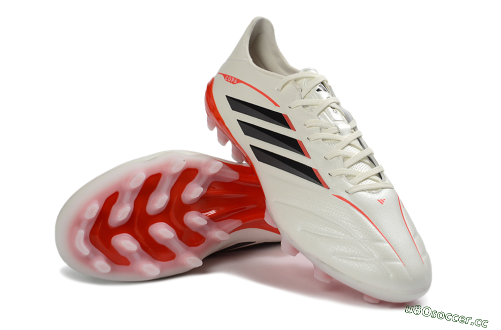 Men's Adidas Copa Pure 3 Elite AG Artificial Grass Low-Tops Football Boots - White/Scarlet/Black 3