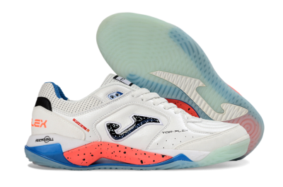 Men's Joma Top Flex IC Indoor & Futsal Low-Tops Football Shoes - White/Coral Blue/Light Blue