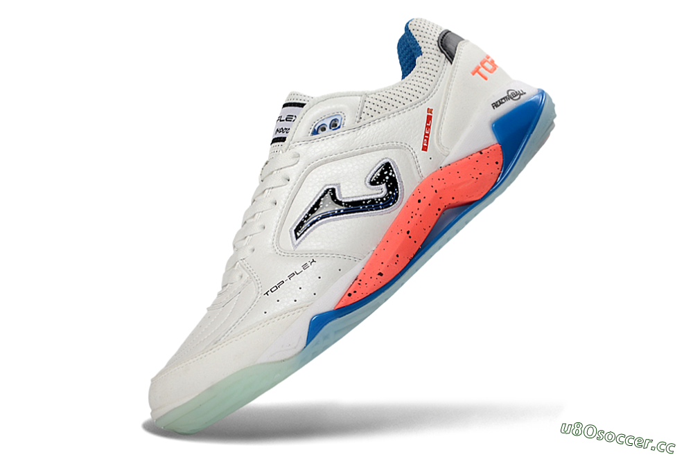Men's Joma Top Flex IC Indoor & Futsal Low-Tops Football Shoes - White/Coral Blue/Light Blue 5