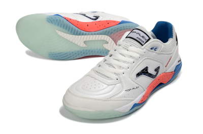 Men's Joma Top Flex IC Indoor & Futsal Low-Tops Football Shoes - White/Coral Blue/Light Blue