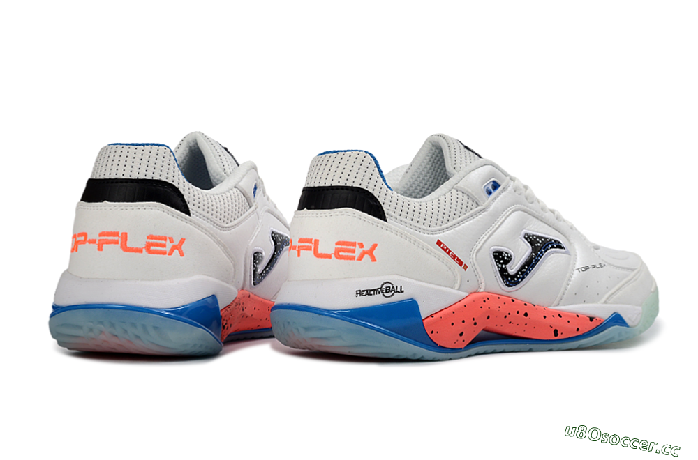 Men's Joma Top Flex IC Indoor & Futsal Low-Tops Football Shoes - White/Coral Blue/Light Blue 6