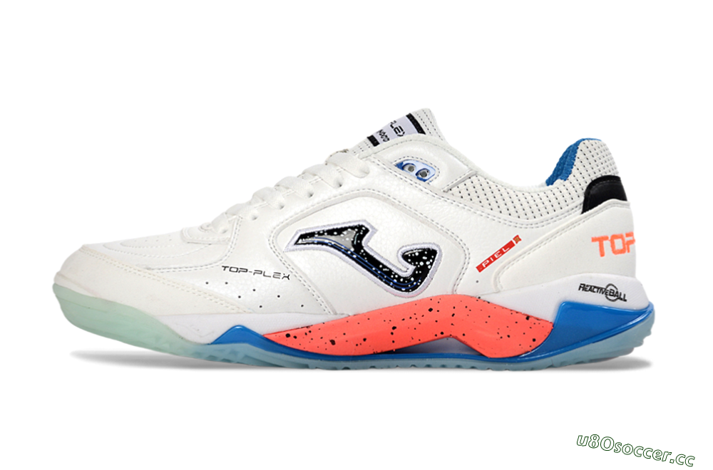 Men's Joma Top Flex IC Indoor & Futsal Low-Tops Football Shoes - White/Coral Blue/Light Blue 0