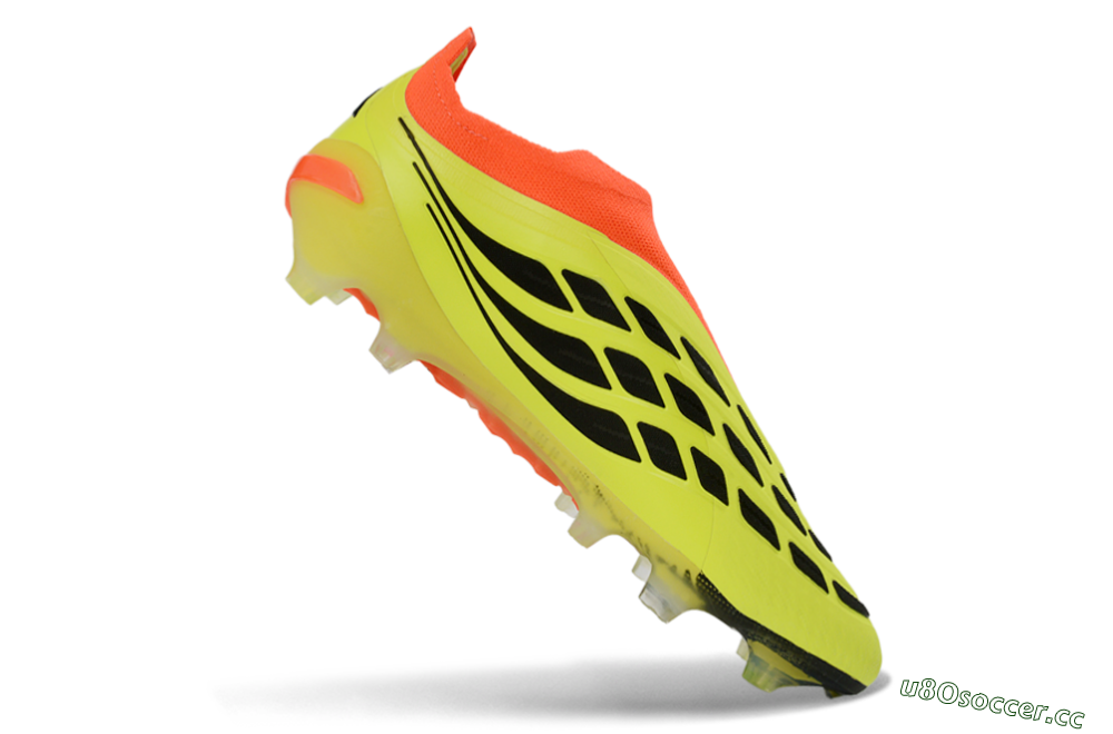 Men's Adidas Predator 26 Elite Laceless FG Firm Ground Low-Tops Football Boots - Yellow/Electric Yellow/Fiery Orange 4