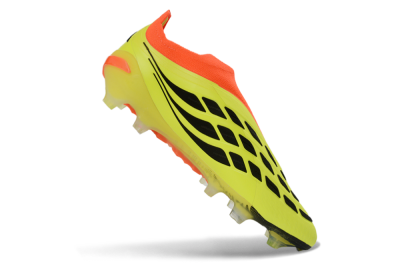 Men's Adidas Predator 26 Elite Laceless FG Firm Ground Low-Tops Football Boots - Yellow/Electric Yellow/Fiery Orange