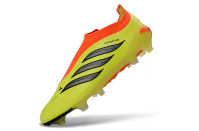 Men's Adidas Predator 26 Elite Laceless FG Firm Ground Low-Tops Football Boots - Yellow/Electric Yellow/Fiery Orange