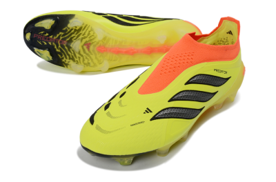 Men's Adidas Predator 26 Elite Laceless FG Firm Ground Low-Tops Football Boots - Yellow/Electric Yellow/Fiery Orange