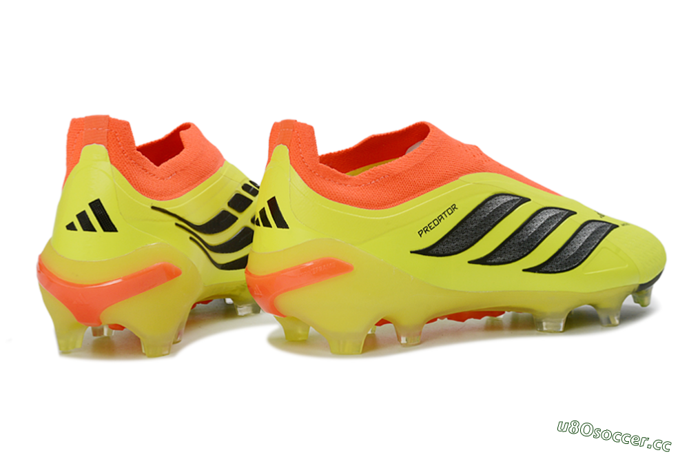 Men's Adidas Predator 26 Elite Laceless FG Firm Ground Low-Tops Football Boots - Yellow/Electric Yellow/Fiery Orange 6
