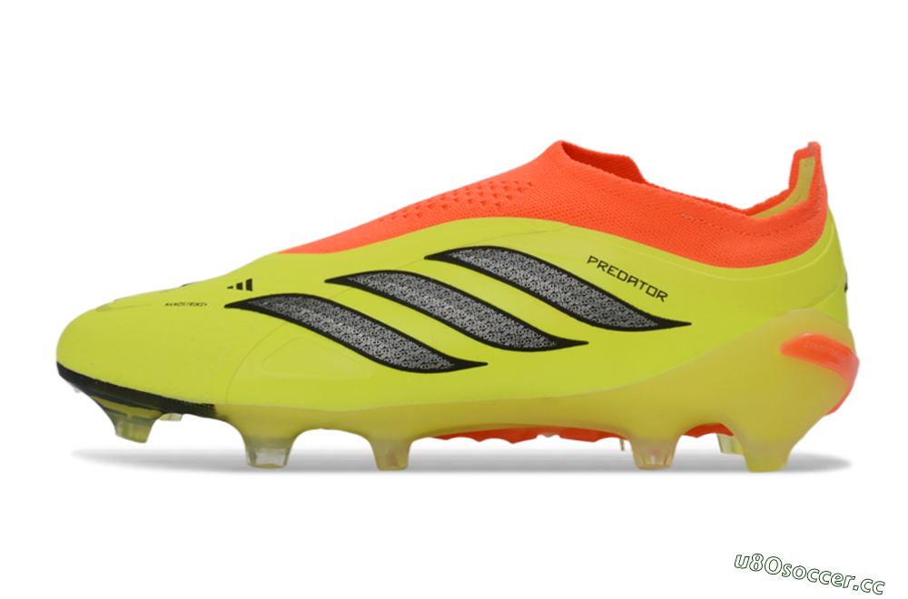 Men's Adidas Predator 26 Elite Laceless FG Firm Ground Low-Tops Football Boots - Yellow/Electric Yellow/Fiery Orange 0