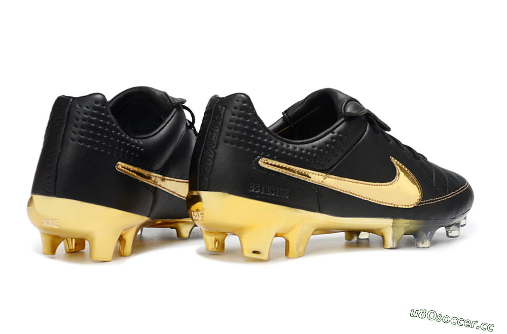 Men's Nike Tiempo Legend SE FG Firm Ground Low-Tops Football Boots - Black/Gold/Sleek Black 6