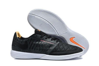 Men's Nike Lunar Gato 2 IC Indoor & Futsal Low-Tops Football Shoes - Black/Charcoal Gray/Flame Orange