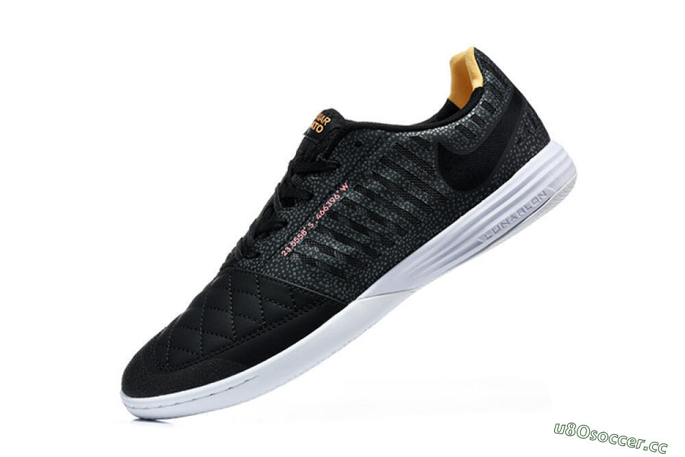 Men's Nike Lunar Gato 2 IC Indoor & Futsal Low-Tops Football Shoes - Black/Charcoal Gray/Flame Orange 8
