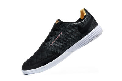 Men's Nike Lunar Gato 2 IC Indoor & Futsal Low-Tops Football Shoes - Black/Charcoal Gray/Flame Orange