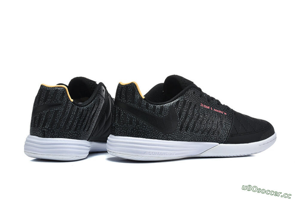 Men's Nike Lunar Gato 2 IC Indoor & Futsal Low-Tops Football Shoes - Black/Charcoal Gray/Flame Orange 9
