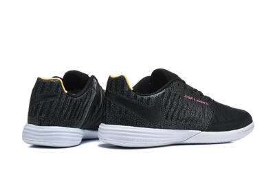 Men's Nike Lunar Gato 2 IC Indoor & Futsal Low-Tops Football Shoes - Black/Charcoal Gray/Flame Orange