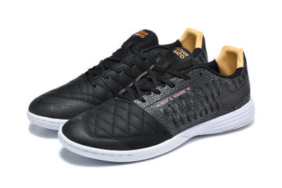 Men's Nike Lunar Gato 2 IC Indoor & Futsal Low-Tops Football Shoes - Black/Charcoal Gray/Flame Orange