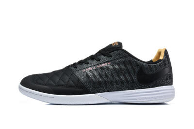 Men's Nike Lunar Gato 2 IC Indoor & Futsal Low-Tops Football Shoes - Black/Charcoal Gray/Flame Orange