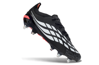 Men's Adidas Predator 26 Elite SG Soft Ground Low-Tops Football Boots - Black/Electric Red/Steel Grey