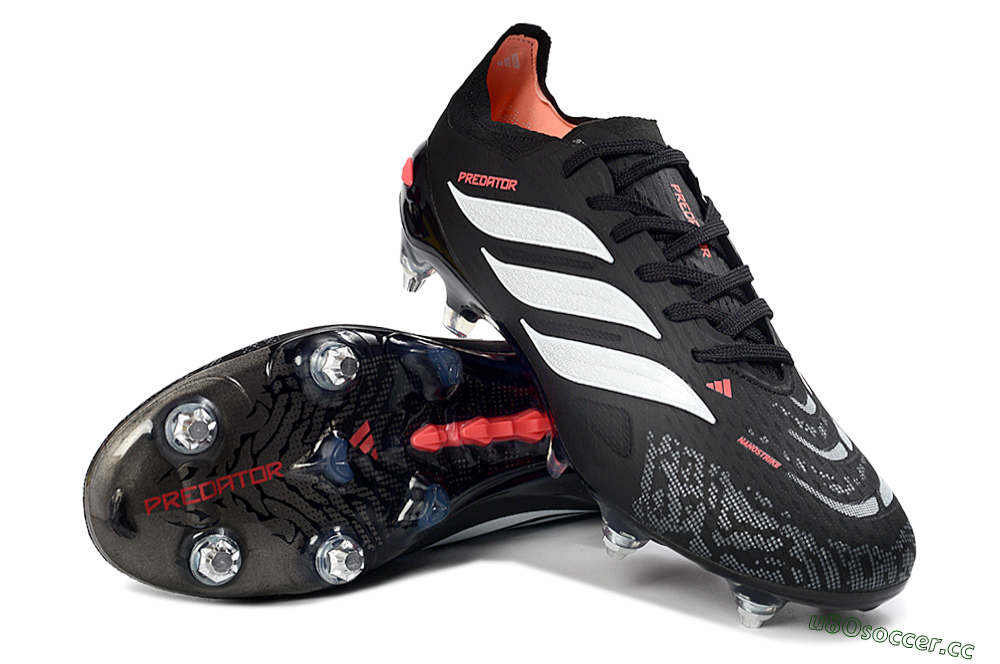 Men's Adidas Predator 26 Elite SG Soft Ground Low-Tops Football Boots - Black/Electric Red/Steel Grey 3