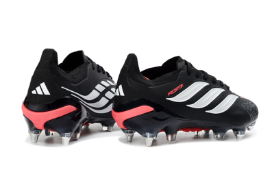 Men's Adidas Predator 26 Elite SG Soft Ground Low-Tops Football Boots - Black/Electric Red/Steel Grey