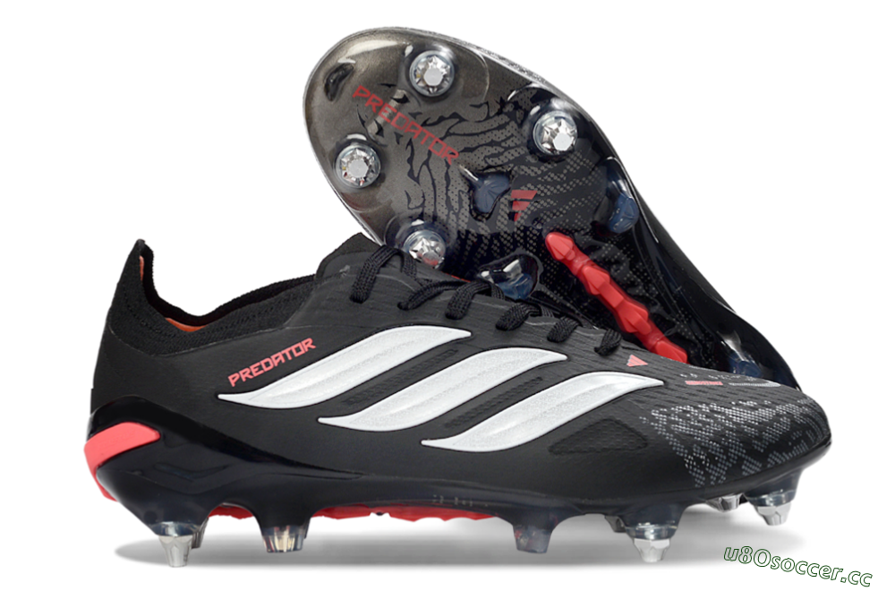 Men's Adidas Predator 26 Elite SG Soft Ground Low-Tops Football Boots - Black/Electric Red/Steel Grey 2