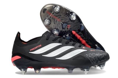 Men's Adidas Predator 26 Elite SG Soft Ground Low-Tops Football Boots - Black/Electric Red/Steel Grey