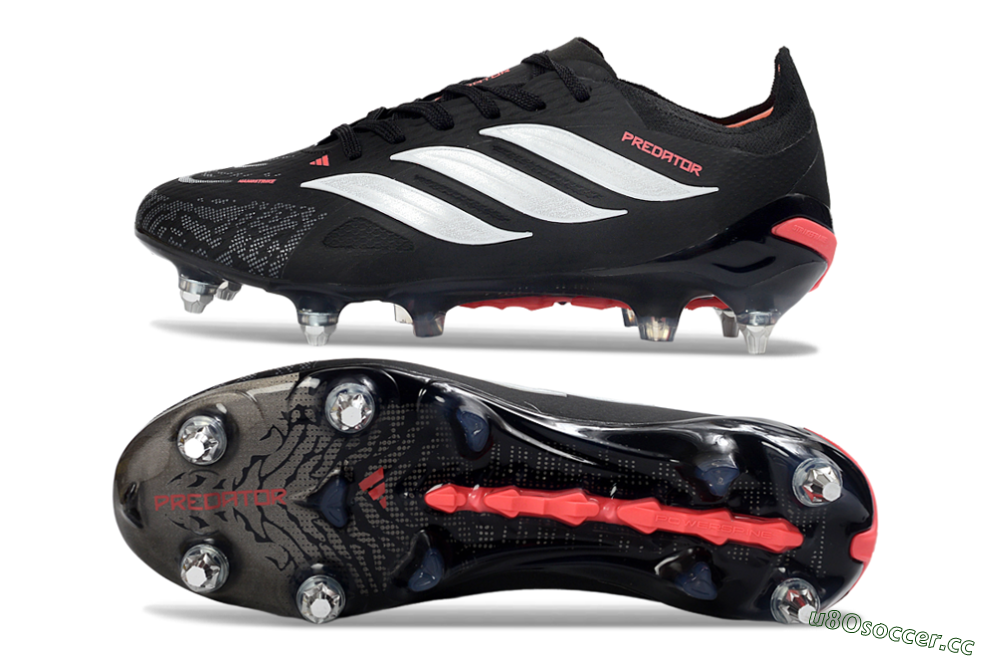 Men's Adidas Predator 26 Elite SG Soft Ground Low-Tops Football Boots - Black/Electric Red/Steel Grey 1