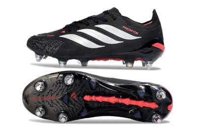 Men's Adidas Predator 26 Elite SG Soft Ground Low-Tops Football Boots - Black/Electric Red/Steel Grey