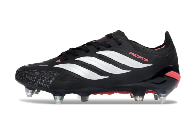 Men's Adidas Predator 26 Elite SG Soft Ground Low-Tops Football Boots - Black/Electric Red/Steel Grey