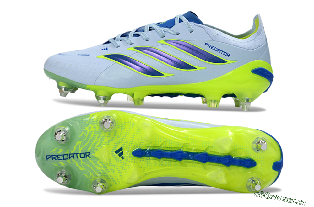 Men's Adidas Predator 26 Elite SG Soft Ground Low-Tops Football Boots - Blue/Lime Green/Light Blue 1