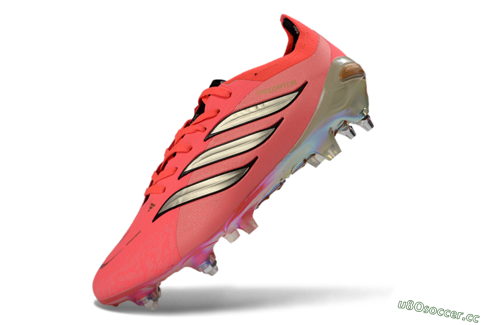 Men's Adidas Predator 26 Elite SG Soft Ground Low-Tops Football Boots - Pink/Fluorescent Pink/Metallic Silver 5
