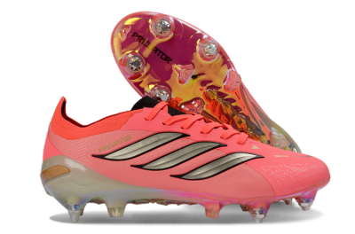 Men's Adidas Predator 26 Elite SG Soft Ground Low-Tops Football Boots - Pink/Fluorescent Pink/Metallic Silver