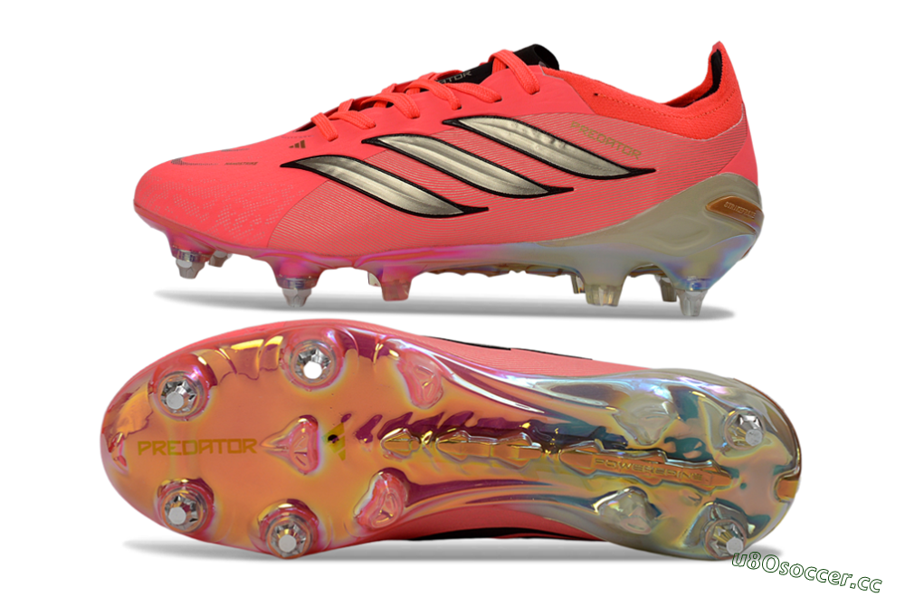 Men's Adidas Predator 26 Elite SG Soft Ground Low-Tops Football Boots - Pink/Fluorescent Pink/Metallic Silver 1