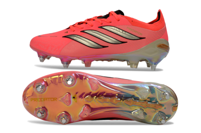 Men's Adidas Predator 26 Elite SG Soft Ground Low-Tops Football Boots - Pink/Fluorescent Pink/Metallic Silver