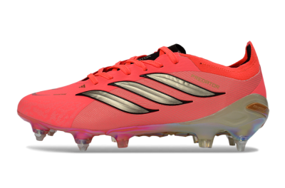Men's Adidas Predator 26 Elite SG Soft Ground Low-Tops Football Boots - Pink/Fluorescent Pink/Metallic Silver