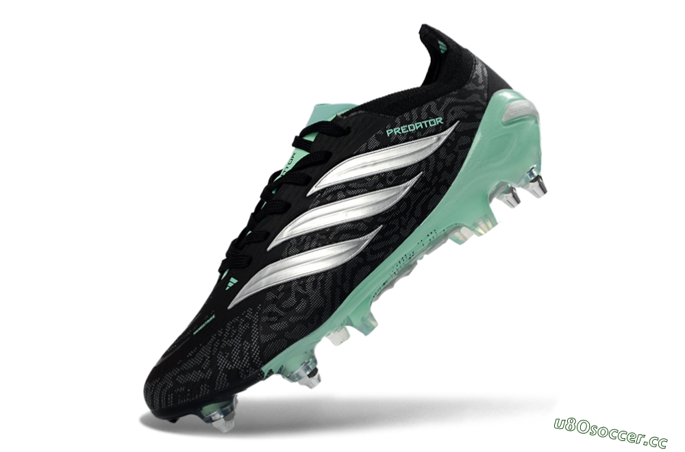Men's Adidas Predator 26 Elite SG Soft Ground Low-Tops Football Boots - Black/Mint Green/Graphite Grey 5