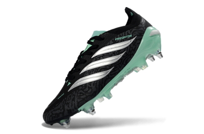 Men's Adidas Predator 26 Elite SG Soft Ground Low-Tops Football Boots - Black/Mint Green/Graphite Grey