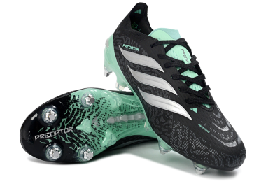 Men's Adidas Predator 26 Elite SG Soft Ground Low-Tops Football Boots - Black/Mint Green/Graphite Grey