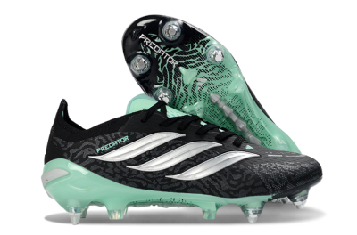 Men's Adidas Predator 26 Elite SG Soft Ground Low-Tops Football Boots - Black/Mint Green/Graphite Grey